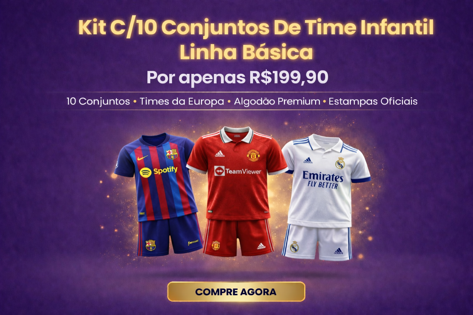 Conjunto Infantil de Camisas de Time no Atacado