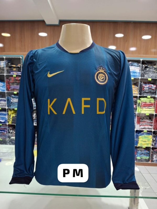 camisa de time manga longa da Alnasser cor azul no atacado