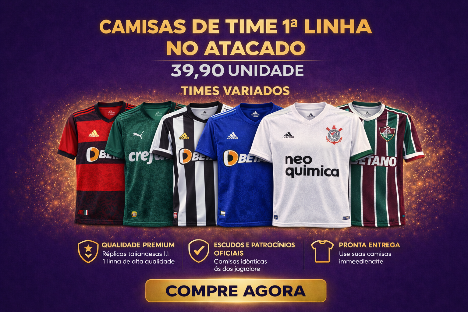Camisas De Time 1 Linha No Atacado | Qualidade Premium com Preço de Fábrica