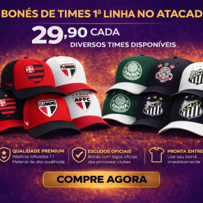 Kit C/10 Bonés De Time No Atacado | Modelos Variados com Preço de Fábrica