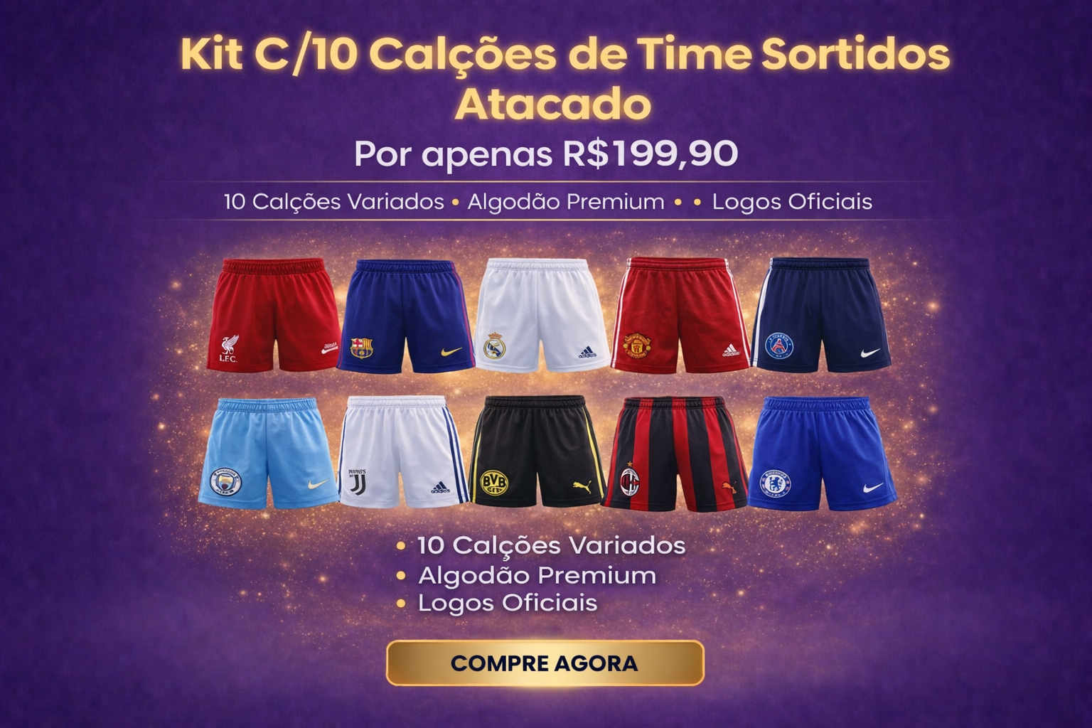Conjunto Infantil de Camisas de Time no Atacado